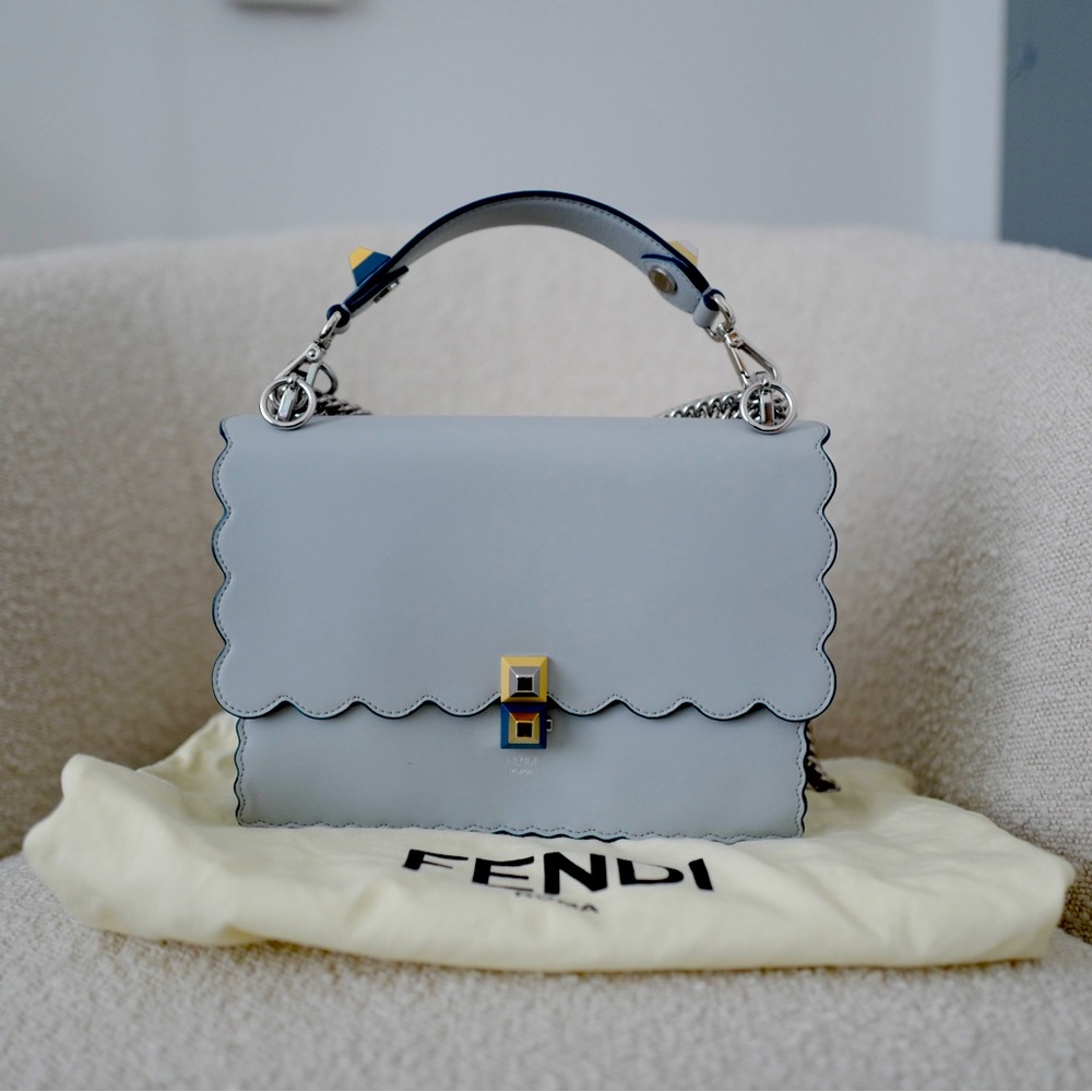 Fendi Baby Blue Scalloped Leather Bag